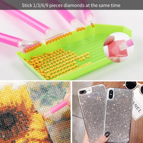 Miniatura 4 de OUTUXED 117 piezas de herramientas y accesorios de pintura de diamantes 5D DIY con caja de bordado de diamantes y bolígrafos de pintura de varios