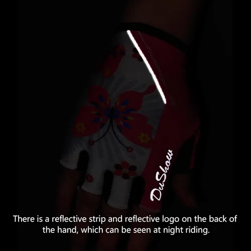 Miniatura 6 de DuShow Guantes de ciclismo de medio dedo para mujer, acolchados de gel, antideslizantes, absorben los golpes, para montaña, carretera, bicicleta