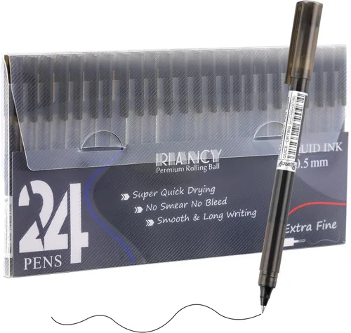 Miniatura 14 de Bolígrafos de Gel de Punta Fina Negra 12Pcs 0.5mm Bolígrafos de Gel de Bola de Tinta Líquida Negra Sin Manchas Sin Correr, Bolígrafo de Escritura