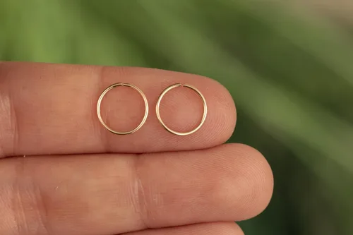 Miniatura 14 de Aretes de aro de oro de plata – Aretes de aro para mujer, dos piezas de aros de plata fina rellenos de oro, aro de hélice, anillo de tragus, aro