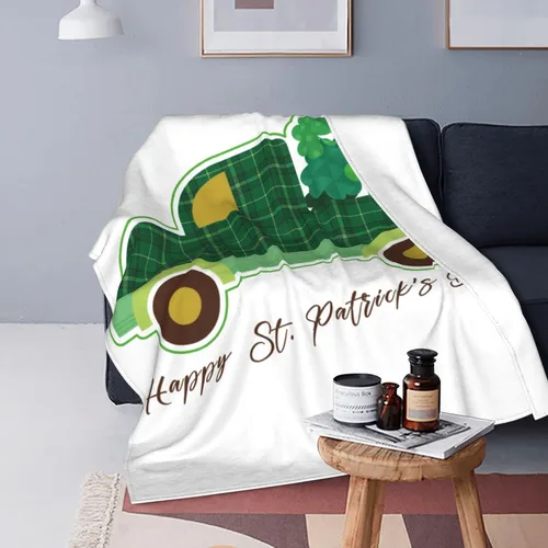 Miniatura 5 de Manta del día de San Patricio, manta decorativa de tréboles verdes irlandeses para primavera, 40 x 50 pulgadas, manta de franela suave para viajes