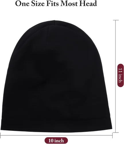 Miniatura 44 de 4 Pieces Satin Lined Beanie Cap Satin Sleep Lined Hat Slouchy Beanie Hat Night Silk Hair Cap for Women Men