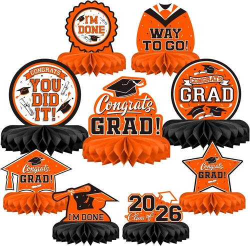 Miniatura 8 de 9 piezas de decoraciones de fiesta de graduación para clase de 2026, centro de mesa de felicitaciones de graduación de felicitaciones de graduación