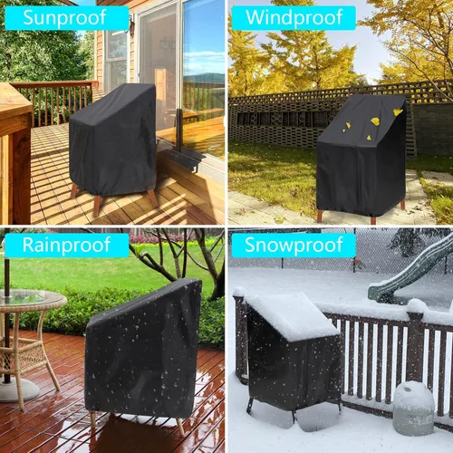 Miniatura 6 de Fundas para sillas de exterior, paquete de 2, 25 pulgadas de ancho x 25 pulgadas de profundidad x 47 pulgadas de alto, impermeables, negras, mezcla