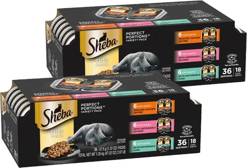 Miniatura 18 de Sheba Perfect Portions - Cortes de comida húmeda para gatos en salsa, plato de pollo asado, plato de pavo tierno, con salmón sostenible y con atún