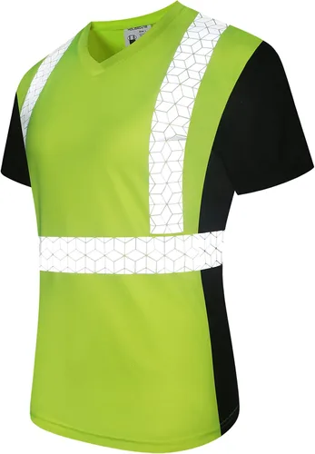 Miniatura 3 de Playera de Seguridad para Mujer, Camiseta Reflectante de Alta Visibilidad para Mujer con Patrón Reflectante Inusual, Manga Corta Transpirable