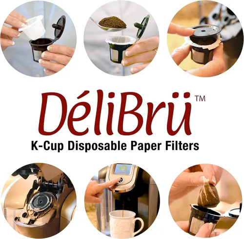 Miniatura 3 de Delibru K Cup - Filtros de papel desechables, paquete de 100 unidades, se adaptan a todas las cápsulas de café reutilizables, filtros de café