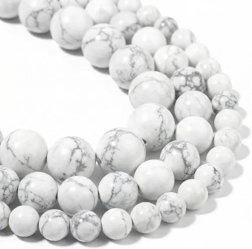 Miniatura 41 de 60 cuentas de turquesa de concha blanca, cuentas redondas sueltas de piedra natural de 0.236 pulgadas para hacer joyas, aretes, collares, Turquesa