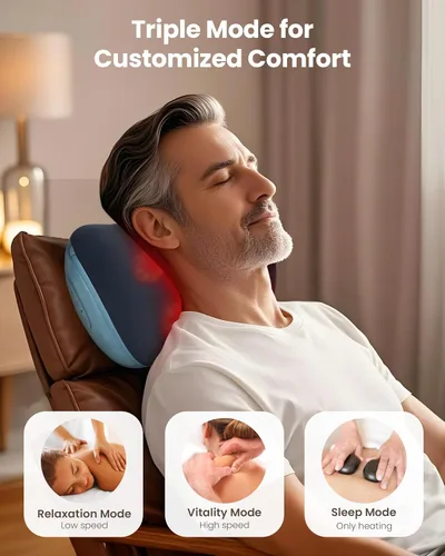 Miniatura 2 de COMFIER Cojín de asiento de masaje y masajeador Shiatsu para cuello y espalda