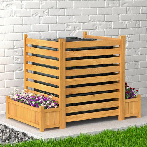 Miniatura 8 de GDLF Valla para Aire Acondicionado, Pantalla de Privacidad de Madera para Exteriores con Jardinera para Bote de Basura, Equipo de Piscina, Kit Sin