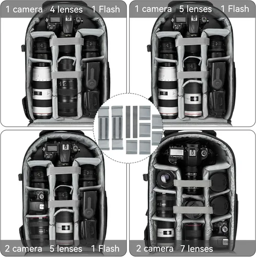 Miniatura 2 de Mochila para cámara, DSLR/SLR/SLR/sin espejo para cámara fotográfica con cubierta para lluvia, funda rígida impermeable para cámara con soporte