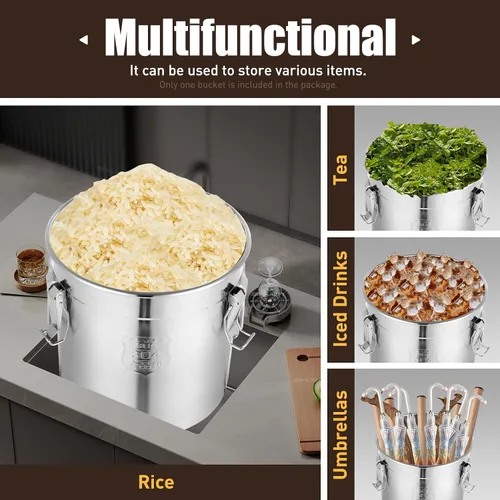 Miniatura 7 de Recipiente hermético de acero inoxidable para cocina, recipientes de cereales de arroz para el hogar, cocina, alimentos, harina de frijoles, aceite
