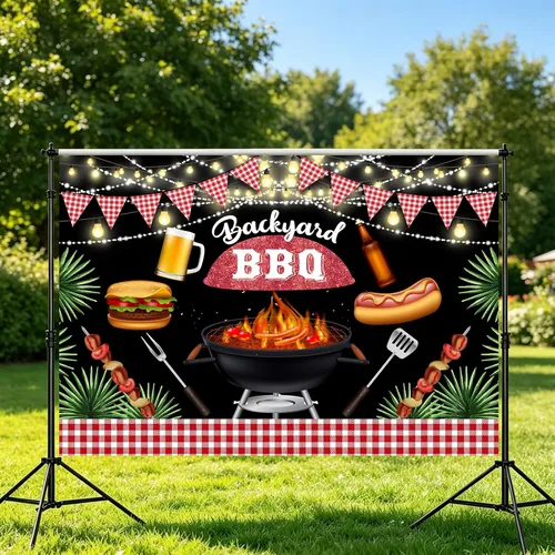 Miniatura 3 de Telón de fondo de picnic de verano de 5 x 3 pies, decoración de fiesta de barbacoa, fondo de fotos, día de la familia del amigo, al aire libre
