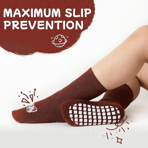 Miniatura 4 de JAKIDAR Calcetines antideslizantes para bebés y niños pequeños con agarres, 5 pares de calcetines para caminar