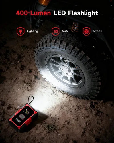 Miniatura 5 de GOOLOO Arrancador de Batería A5 con Compresor de Aire, Arrancador de Batería de Coche de 4000A (Toda Gasolina/10.0L Diésel) con Inflador