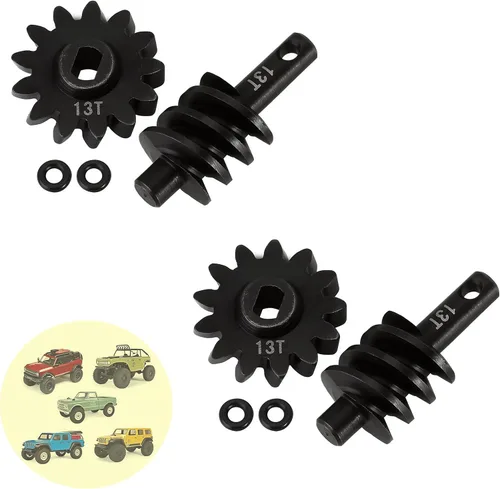 Miniatura 9 de 2 piezas de engranajes diferenciales de eje de acero 13T/2T engranaje helicoidal diferencial de sobremarcha delantero y trasero para Axial SCX24 2