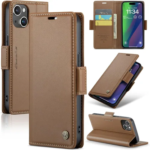 Miniatura 15 de SINIANL Funda tipo cartera compatible con iPhone 15 con tarjetero para mujeres y hombres, con bloqueo RFID, cierre magnético, función atril