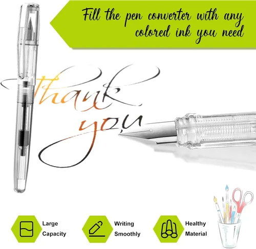 Miniatura 2 de 16 bolígrafos estilográficos desechables recargables para escribir punta fina, pluma de tinta de firma con pistón, para caligrafía, pintura, dibujo