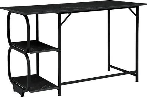 Miniatura 8 de Escritorio para computadora de 47 pulgadas, estación de trabajo, mesa de oficina en casa con estantes de almacenamiento de 2 niveles para espacios