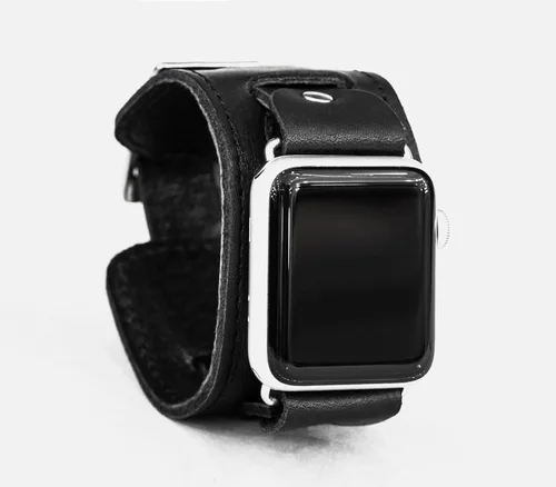 Miniatura 5 de Correa ancha de cuero cosida compatible con Apple Watch de 1.496 pulgadas, 1.575 pulgadas, 1.614 pulgadas, 1.654 pulgadas, 1.732 pulgadas, 1.732