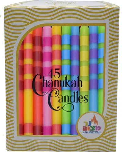 Miniatura 5 de Ner Mitzvah Velas de Janucá sin goteo tamaño estándar, velas de Hanukkah multicolor de dos tonos que se adaptan a la mayoría de menorás, cera