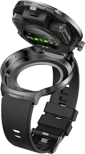 Miniatura 3 de Reloj inteligente con auriculares Bluetooth, pantalla HD redonda de 1.85 pulgadas, estilo militar, resistente al agua IP67, más de 100 modos Negro