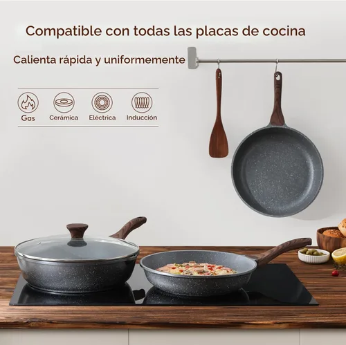 Miniatura 7 de SENSARTE Sartén antiadherente, sartenes de tortilla con revestimiento de granito suizo, utensilios de cocina saludables, sartén de chef sin PFOA Gris