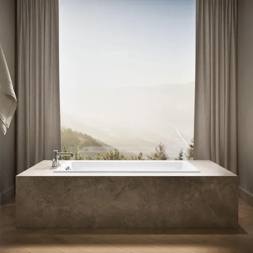 Miniatura 4 de KOHLER 850-0 Tea-for-Two - Bañera de hierro fundido de 60 x 32 pulgadas, para alcoba o empotrada, diseño espacioso, superficie antideslizante