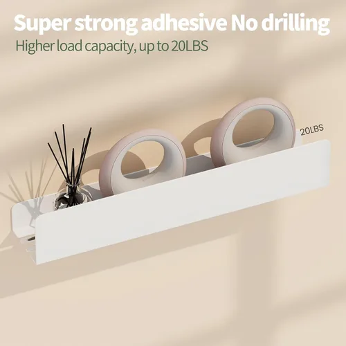 Miniatura 5 de REKITA Organizador de estante de ducha sin perforación, 40cm de acero inoxidable para almacenamiento en el baño con 4 ganchos removibles, estante
