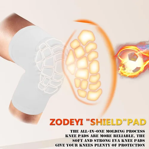 Miniatura 6 de Rodilleras de Lucha Libre Manga Corta para Rodilla, 2 Piezas Manga de Compresión para Rodilla para Fútbol Americano, Baloncesto, Voleibol Blanco