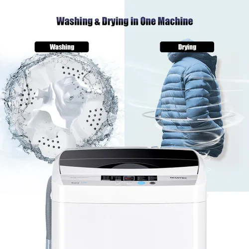 Miniatura 5 de RELAX4LIFE Lavadora completamente automática, lavadora compacta de 12 libras de capacidad con 10 programas, 8 niveles de agua, pantalla LED y bomba