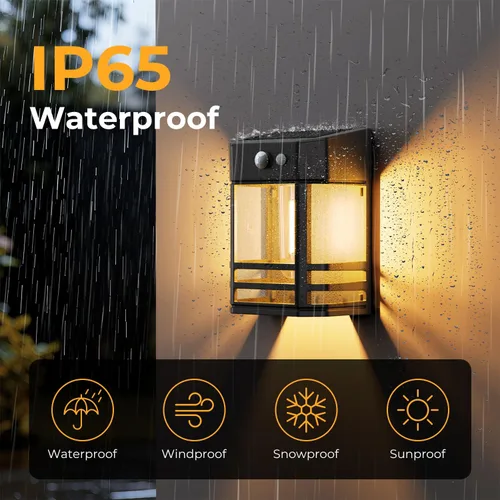 Miniatura 5 de btfarm Luces solares de pared para exteriores, 3 modos de luces con sensor de movimiento, del anochecer al amanecer, luz impermeable IP65