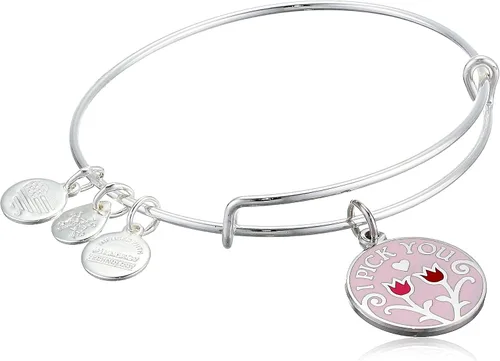 Alex and Ani Pulsera de infusión de color para mujer con dije I Pick You plata brillante Expandable Metal