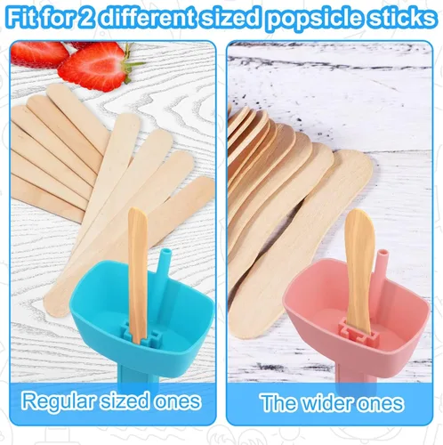 Miniatura 7 de AIERSA Juego de 6 soportes para paletas y fundas para paletas de hielo para niños, sin goteo, soporte de silicona para paletas con popote y fundas