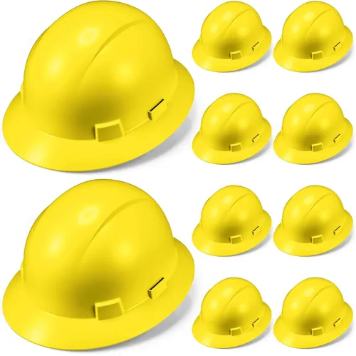 Miniatura 8 de 10 Pack Casco de ala completa, Casco de construcción blanco, Casco de seguridad HDPE con suspensión de trinquete ajustable de 6 puntos para hombres