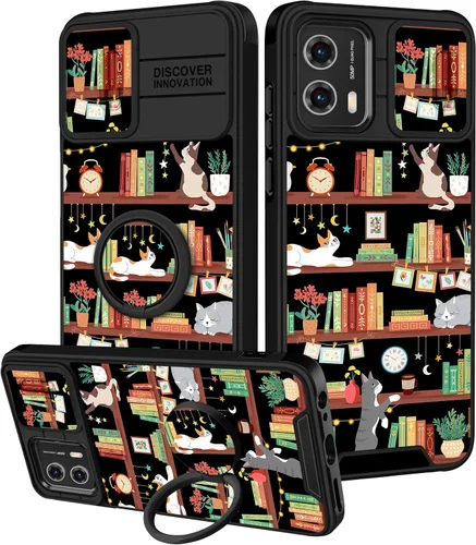 Miniatura 111 de Funermei Funda para Moto G Play 4G 2024 – Funda para teléfono para mujeres y niñas, diseño único de gato y libros, diseño único con funda