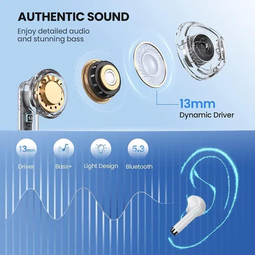 Miniatura 4 de Auriculares inalámbricos para Xiaomi Poco M3 Bluetooth 5.3 con pantalla LED, estuche de carga impermeable IPX7 manos libres con micrófono, sonido
