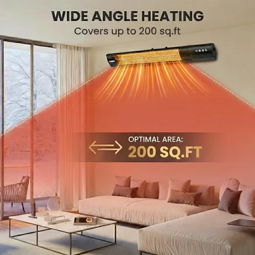 Miniatura 6 de YESERLl - Calentador eléctrico de patio con control remoto, calentador de 1500 W, calentamiento rápido con 3 ajustes de potencia, calentador