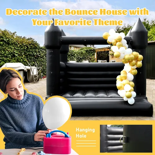 Miniatura 5 de Casa inflable negra para decoración de Halloween al aire libre, fiesta, patio, boda, castillo inflable de PVC para niños con soplador