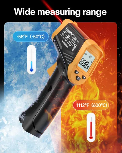Miniatura 2 de Eventek Pistola Termómetro Infrarrojo, Termómetro Láser de -58 °F a 1112 °F, Pistola de Temperatura IR para Cocinar, Accesorios para Horno de Pizza