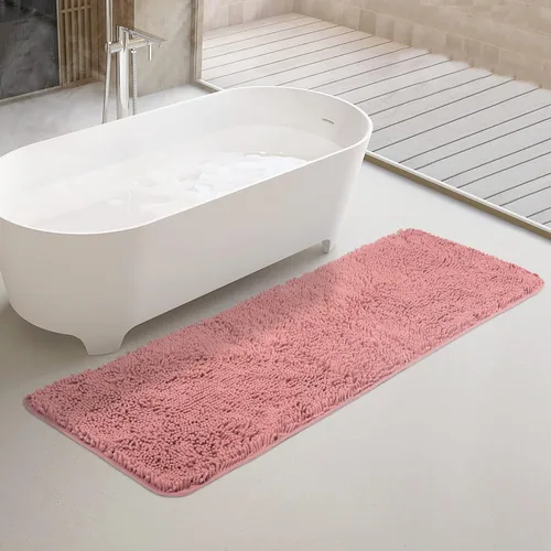 Miniatura 168 de Yeaban Alfombra de pasillo de baño de 24 x 72 pulgadas, antideslizante, alfombra de baño larga de felpilla gruesa, absorbente y lavable, alfombra