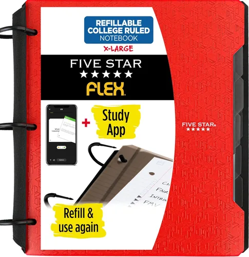 Miniatura 13 de Five Star Flex - Cuaderno recargable + aplicación de estudio, papel rayado universitario y carpeta de anillos TechLock de 1-1/2 pulgadas