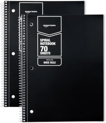 Miniatura 7 de Amazon Basics Cuadernos de espiral de rayas anchas con páginas perforadas, 70 hojas, 8 x 10.5 pulgadas, azul claro, paquete de 2