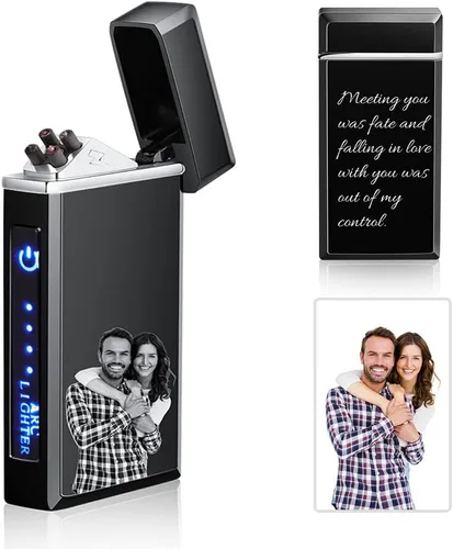Miniatura 8 de Encendedor de arco eléctrico con foto personalizada USB recargable a prueba de viento, interruptor táctil grabado personalizado con indicador