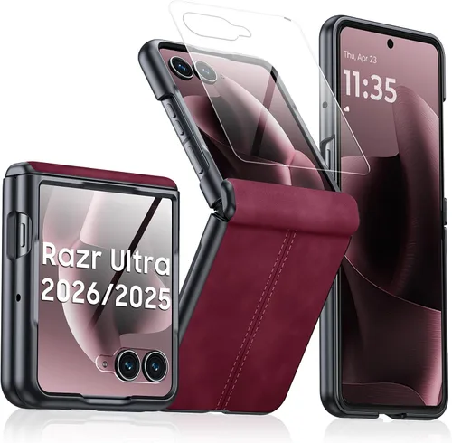 Miniatura 21 de para Samsung Galaxy Z Flip 7 Funda con protección de bisagras y protector de pantalla incorporado, funda de cuero mate de policarbonato ultradelgada