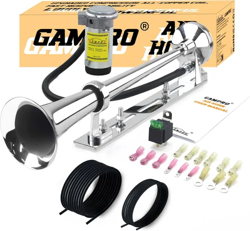 Miniatura 7 de GAMPRO Bocina de aire para camión, barcos, coche para 12 V, 150 db, kit de bocinas de tren súper ruidosas con soporte