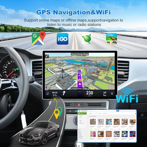 Miniatura 6 de 6+128 GB 13 pulgadas doble DIN pantalla táctil Android coche estéreo con cámara frontal y trasera Octa Core Qualcomm QLED Bluetooth GPS Radio DSP AM