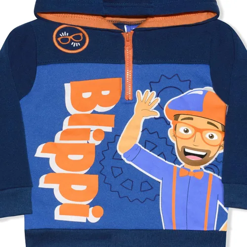 Miniatura 3 de Blippi Boys Pullover Half Zip Up Hoodie for Toddlers and Little Kids Navy