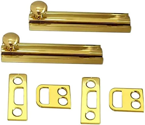 Miniatura 32 de QCAA Perno de superficie de latón macizo, 4 ", latón antiguo cepillado, paquete de 2, fabricado en Taiwán Latón cepillado envejecido.