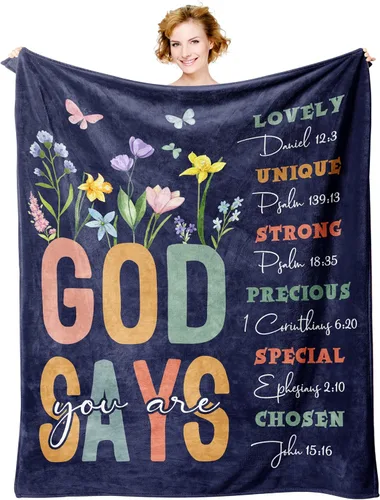 Xutapy Regalos cristianos para mujer, manta de 60 x 50 pulgadas, inspiracional/religiosa/católica/espiritual/bautismo/regalos de confirmación para